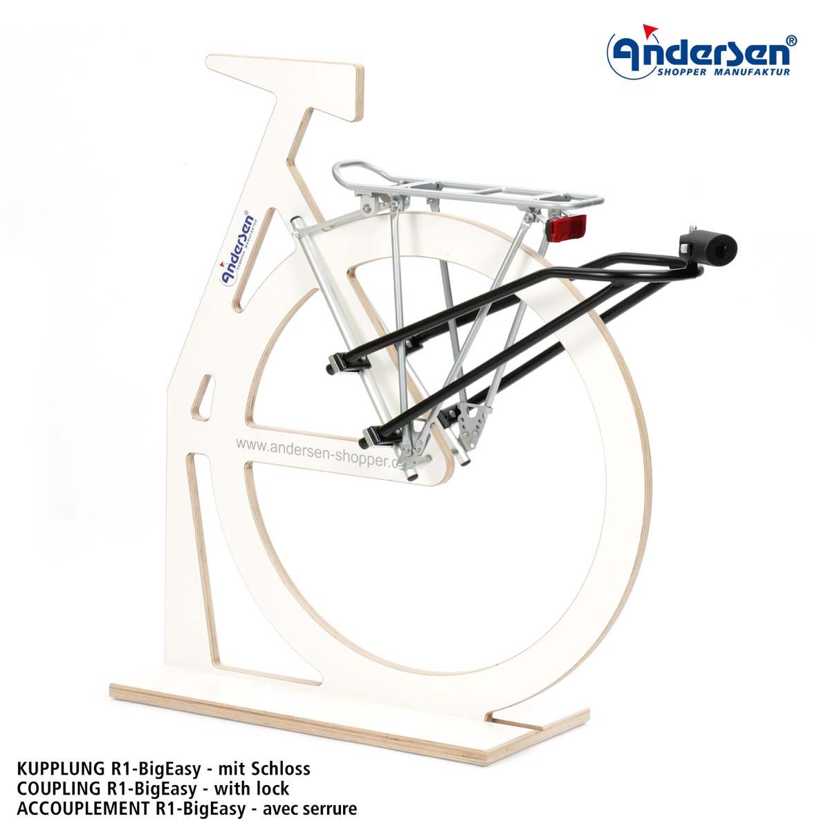 Attelage Andersen R1 BigEasy installé sur les haubans du vélo