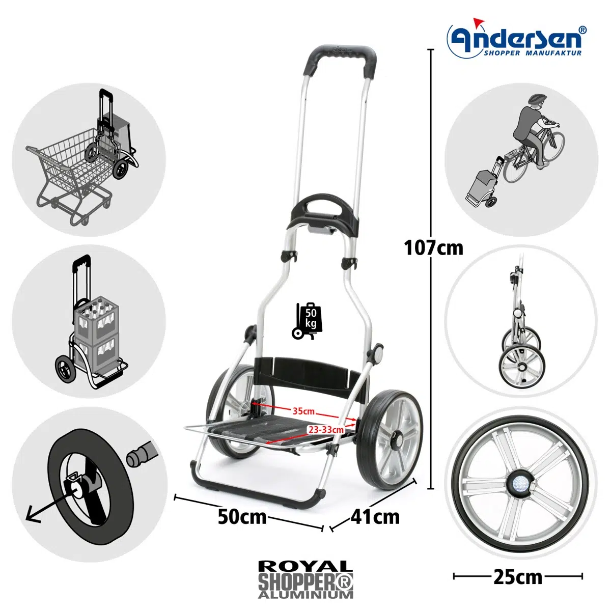 Andersen Royal Shopper Truck 2 roues à roulement à billes 25 cm – Image 4