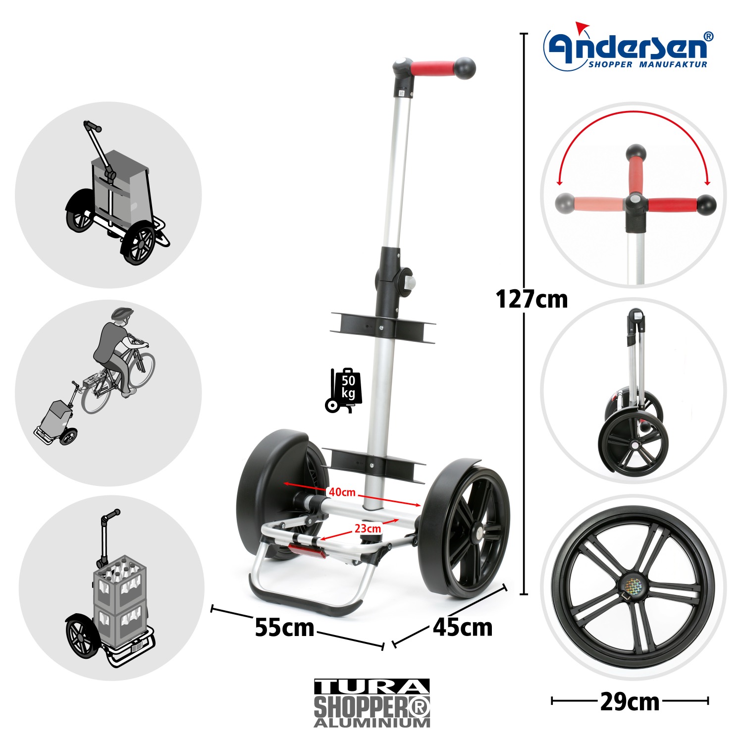 Châssis Andersen Tura Shopper à roulement à billes 29 cm – Image 2